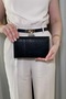 Women's Black Glittery Evening Dress Bag with Silver Accessories - Chain Strap Hand and Shoulder Bag