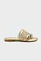 Keid Knitted Detailed Flip Flops for Women in Gold Flat Slippers - 2