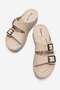 2 Buckle Women's Slippers Beige - 5