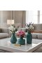 Set of 3 Ceramic Turquoise Green Vases - 4
