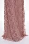 Women's Powder Cape Detailed Long Beaded Evening Dress - 4