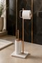 Matte Copper Toilet Roll Holder and Toilet Brush Set First Quality Marble Bronze Copper Bathroom Standing Set Retro - 2