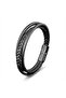 Black Leather Men's Bracelet – Titanium Steel Magnetic Locking 18393B14D3 Stainless Steel Colorfast Gift - 5
