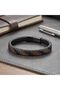 Brown and Black Leather Mesh and Steel Bracelet 18393B9D1 - 4