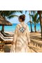 Luxurious Embroidered Muslin Kimono Bathrobe - Design with Evil Eye Embroidery Detail, Boho Style Beach and Bath Kimono with Tassel Sleeve Detail. - 3