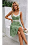 Women's Strappy Floral Patterned Lace Collar Single Jersey Summer Dress - 4