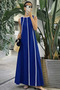 Women's Off-The-Shoulder Long Viscose Dress with Thin Strap Detail