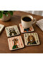 Wooden Coasters with Gift Stand, Set of 4 |   3 mm Mdf Uv Printed Decorative Coffee & Tea Coaster - 4