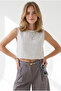 Women's White Black Striped Crop Muslin Blouse Blz-19003416 - 4