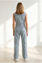 Women's Light Blue Sleeveless Denim Jumpsuit with Pockets Tlm-19000174 - 5