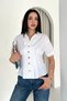 Women's Gold Buttoned Waist Pleated Detailed Short Sleeve Shirt Blouse - 3