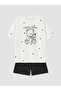 Lcw Kids Ecru Printed Girls' Shorts Pajama Set - 2
