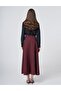 High Waist Flared Skirt Burgundy - 4