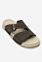 Women's Strappy Slippers Real Leather Hz 251Z Nubuck Brown - 2