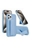 Hand Grip Foldable Magnetic Kickstand Wrist Strap Finger Grip With Built-In Iron Case Cover For Apple iPhone 15 Pro Max 2023 Sky Blue