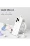 Soft Liquid Silicone Gel Case for iPhone 16 Pro Max - Full Body Shockproof Protection with Matte Finish & Soft Microfiber Lining (White) - 4