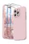 Liquid Silicone Case for iPhone 15 Pro Max with 2 Screen Protectors & Lanyard, Pink Sand