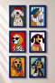 6 Piece Blue Wood Framed Painting Framed Poster Artistic Modern Wall Decor (Six06)