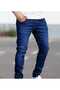 Men's Regular Fit Pipe Leg Flexible Stretch Fabric Jeans Denim Trousers