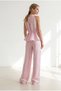 Women's Pink Halter Neck Blouse with Pockets and Pants Set Tkm-19000504 - 6