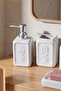 13891-2 Well Stoneware 4 Piece Bathroom Set White - 2