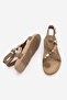 Women's Genuine Leather Ankle Strap Flip-Flop Sandals with Stones, Montera Camel Suede - 8