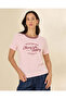 Women Pink Printed Rib Neck T-Shirt