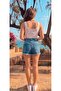 Blue Denim Mini Shorts with Tassel Trim and Ripped Detail - 3