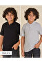 Boys Grey Melange & Black Polo T-Shirts (Pack Of 2)