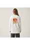 Nubarco White Oversize Wide Cut Long Sleeve 100% Cotton Summer Korean Food Printed Tshirt