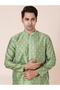 Mens Self Design Jacquard Silk Kurta Set - 5