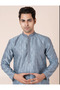 Mens Self Design Jacquard Silk Kurta Set - 5