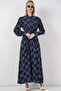 Women's Buttoned Long Hijab Dress 1548 - Navy Blue - 4