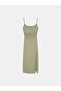 91712 Square Neck Gathered Midi Dress-Çağla - 5