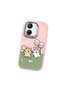 Redmi 13C Compatible Case Camera Protector Pink Silicone Couple Phone Case with Line Pattern - 3