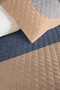 Blue Geometric Modern Young Room Single Pique Set-Powder Beige 160X220 cm Quilted Bedspread - 3