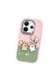 Redmi Note 14 4g Compatible Case Camera Protector Pink Silicone Couple Phone Case with Line Pattern - 3