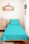 Polka Dot Turquoise Youth Room Single Pique Set-Modern White 160X220 cm Quilted Bedspread - 2