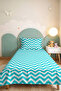 Turquoise Zigzag Geometric Teen Room Single Pique Set-Modern 160X220 cm Quilted Bedspread - 5