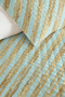Blue Striped Geometric Youth Room Single Pique Set - Gold Modern 160X220 cm Bedspread - 3