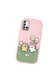 Samsung Galaxy A51 Compatible Case Camera Protector Pink Silicone Couple Phone Case Line Patterned - 3