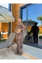 Women's Mink Patterned Crop Blouse Pants Beach Set - 2