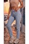 Snow Blue Denim Boyfriend Regular Waist Pants