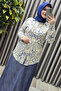 Women's Clothing Plus Size Buttoned Elastic Sleeve Seersucker Shirt - 6