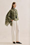 Patterned Cape Blouse Green Polka Dot - 4