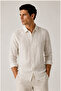 100% Pure Linen Striped Long Sleeve Regular Fit Men's Shirt |   Mes129774-01