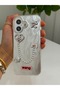 iPhone 17 Stone Case with Pearl Necklace Detail, Marbling Effect, 3D Heart and Motif Charm Cover - 7