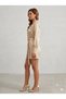 Women's Shirt Collar Belted Mini Satin Dress - 3