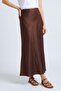 Brown Vereve Cut Draped Luxurious Satin Skirt - 4
