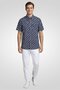 Men Regular Fit Monogram Pattern Short Sleeve Casual Shirt, Multicolor - 3